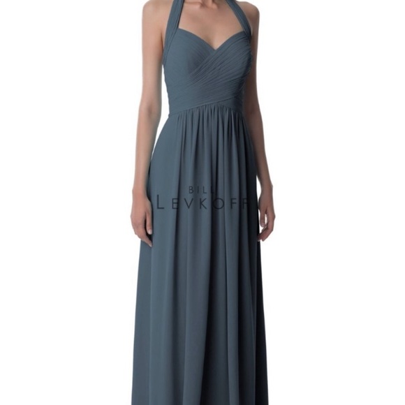 Bill Levkoff Dresses | Bill Levkoff Bridesmaid Halter Dress | Color: Blue/Gray | Size: 14 | Aringler's Closet
